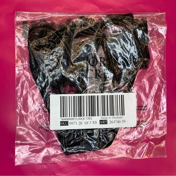 VS DREAM ANGELS Shine Lace V-String Panty Black Gorgeous Sexy NWT - Picture 11 of 16